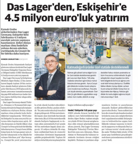 Das Lager'den Eskişehir'e 4,5 Milyonluk Yatırım / Dünya News (8.8.2016)
